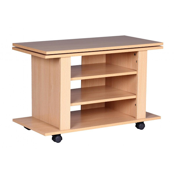 Rootz TV HiFi Bench Beech TV-taso, käännettävä ja rullattava 75 x 38 x 51 cm