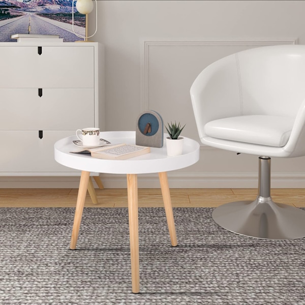Rootz sidebord - kaffestativ - sengebord - dagligstue accent - lounge stativ - endebord - hvid - 50 x 44 cm (ø x H)