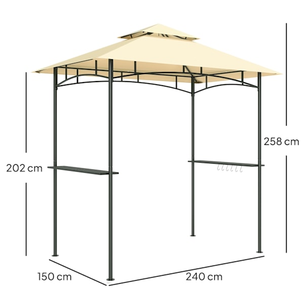 Rootz Grill Pavilion With LED - Garden Gazebo - BBQ Shelter - Water -avvisande & flam -retardant - 240 x 150 x 258 cm