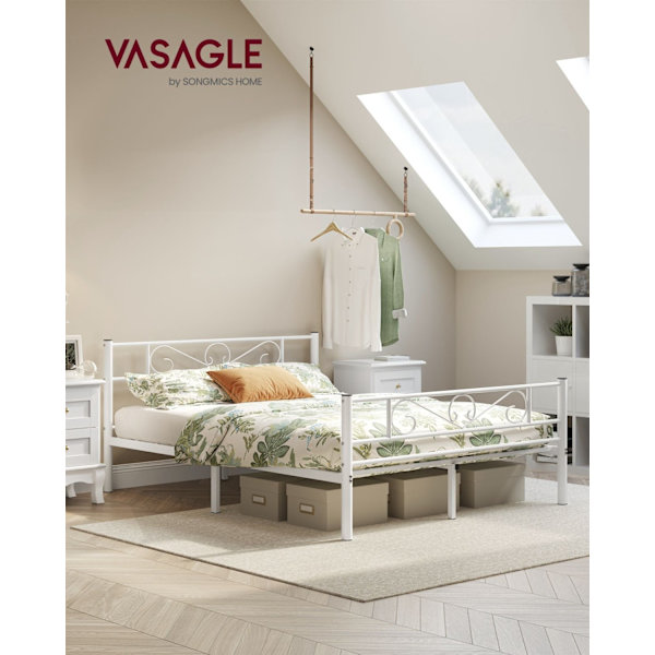 Rootzin valkoinen metallisängyn runko - King-size-vuode - jauhemaalattu runko - Heavy Duty - 207,6 cm x 161,8 cm x 86,4 cm