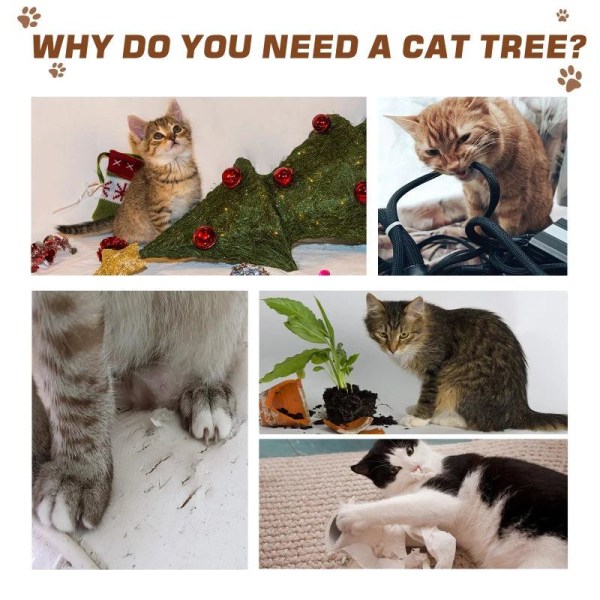 Rootz Cat Tree Skrapstolpe - Grå - Konstruerat trä, jute, plysch