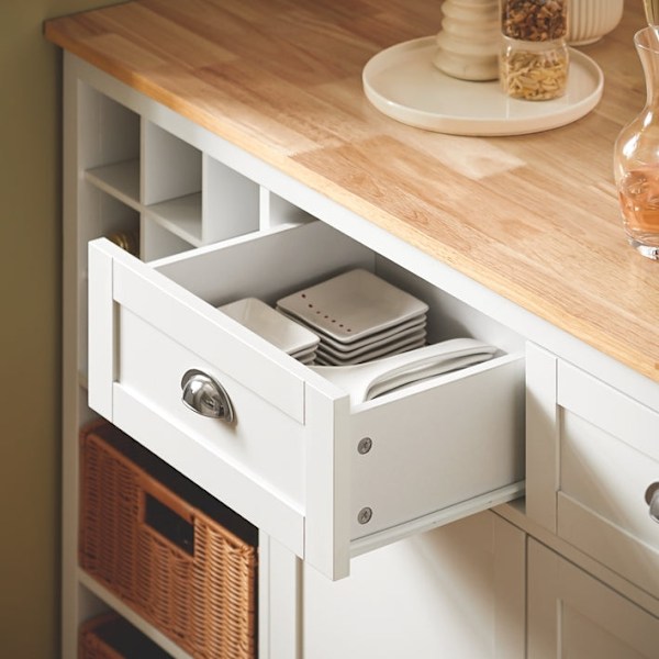 Rootz Kitchen Island - Barbord - Beverage Station - Förvaringsskåp - Rubberwood Top - 120cm x 90cm x 56cm