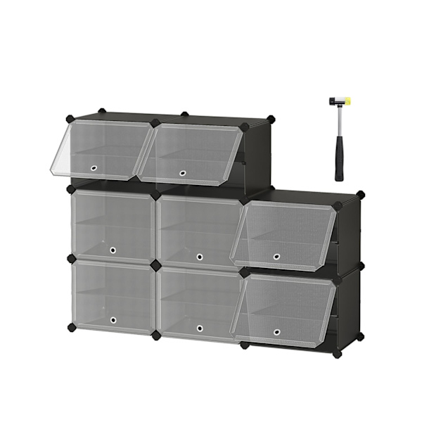 Rootz 8 Cube Black Storage Organizer - Cube Organizer - Kubförvaring - ABS-plast - PP-plast - Stålram - 32cm x 124cm x 94cm - 30cm x 40cm x 30cm - 7,9