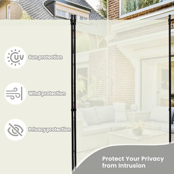 Rootz Privacy Screen Rumsavdelare - Utomhusskärm - Sekretesspartition - Väderbeständigt material - 255cm x 181cm - Mörkgrå & Cream