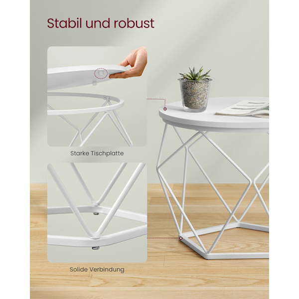Rootz 2-delt sæt sideborde - Snehvid Sky Hvid - Spånpladestål - Letvægts - Nem montering - Stilfuldt design - 50 cm x 40 cm x 40 cm - 40 cm x 36 cm x
