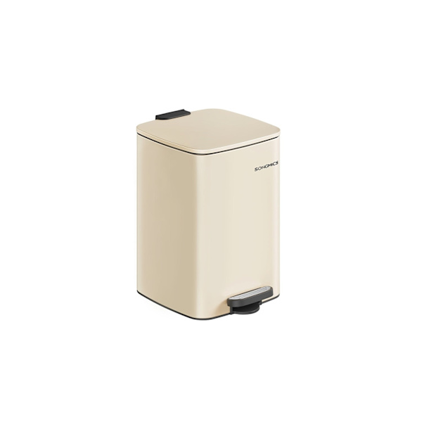 Rootz Beige stålspand - Skraldespand - Affaldskurv - 20 liters kapacitet - 34 cm x 28,5 cm x 40,4 cm