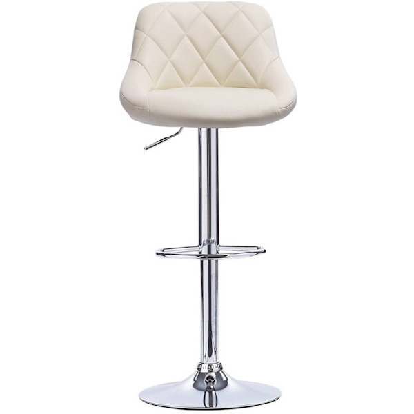 Rootz Justerbar Barstol i imiteret læder - Drejelig barstol - Bordstol - Holdbar kromramme - Komfortabel siddeplads - Let at rengøre - 84-106 cm x 38