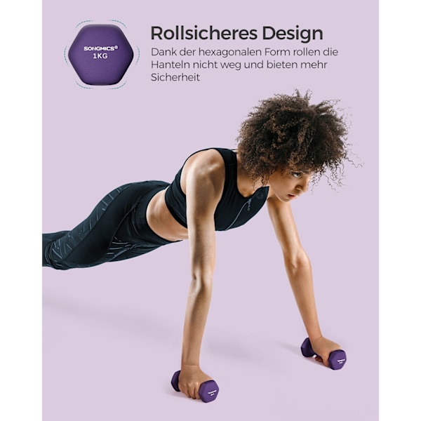Rootz 2-delade hantlar - Handvikter - Styrketräning - Neoprenbeläggning - 13,5 cm x 6,5 cm - 2 x 1 kg