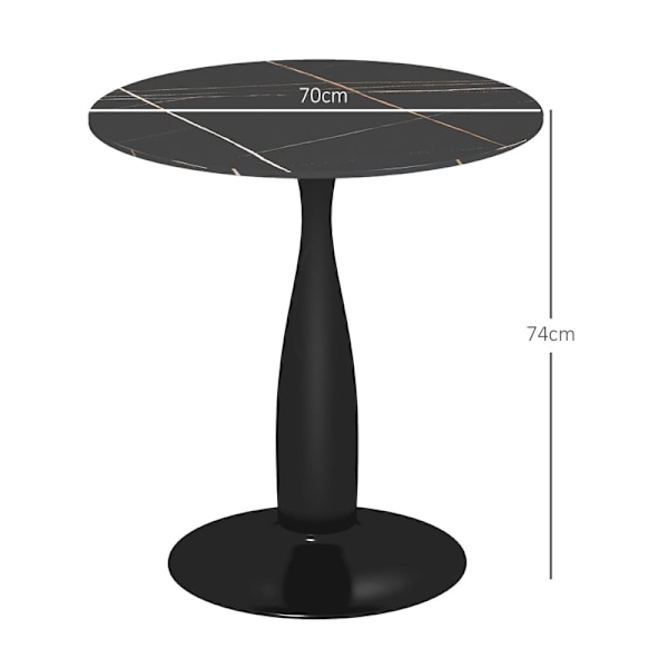 Rootz Matsalsbord - Köksbord - Matbord - Elegant stil - Ø70cm x 74cm - Melaminbelagd MDF - Pulverlackerad stålstomme