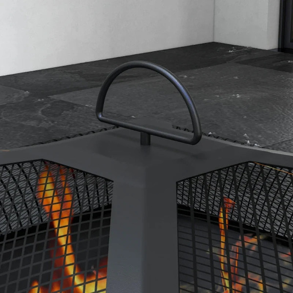 Rootz BBQ Grill - 4 hovedbrændere - Sidekroge - 1 varmeplade - Sidebord - Bundhylde - Krydderihylde - Galvaniseret stål - Rustfrit stål - Sort-sølv -