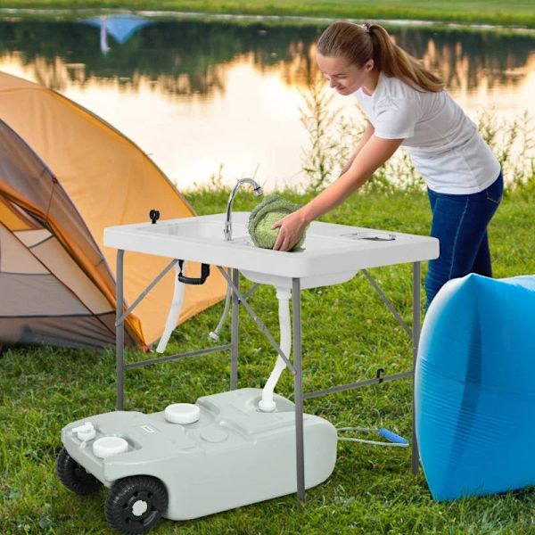 Rootz avloppsvattentank - 40L rullbar - Sprintz-fri - Metallhandtag - Flexibel användning - Hållbar HDPE-plast - Grå - 37L x 23W x 80H cm