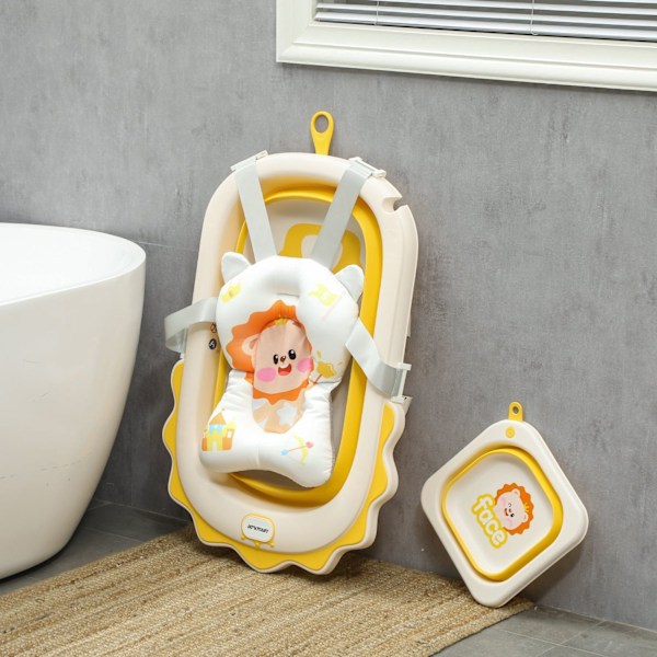 Rootz Foldbart babybadekar - Vask - NU -SLIP BOADTUB - Komfortabel badekude - 80,5 cm x 55 cm x 20 cm (gul)