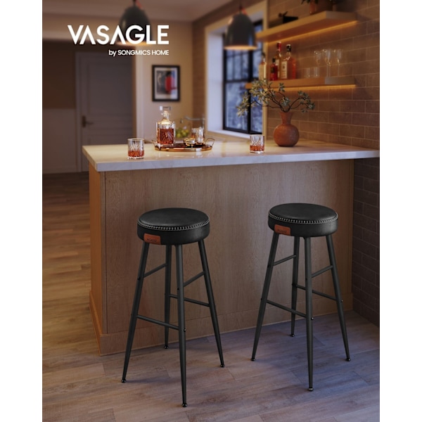 Rootz 4-osaiset baarituolit - Työpöytäjakkarat - Keittiön jakkarat - Teräsrunko - Valettu vaahtomuovi - PU-nahka - Vaneri - 51,6 cm x 51,6 cm x 76,2 c
