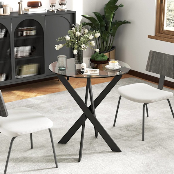 Rootz Modern Glass -Egg Table - Spisebord - Køkkenbord - Skrab -resistent - 70 cm diameter x 75 cm højde