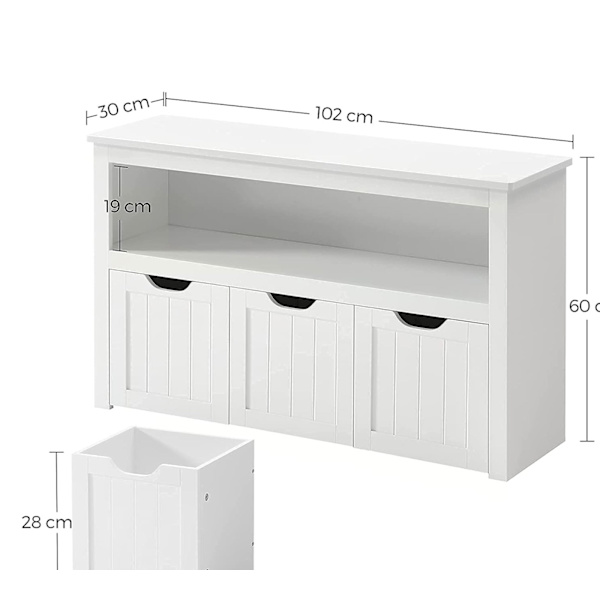 Rootz White förvaringsskåp - MDF Organizer - Skåp - Heavy Duty - 102cm x 30cm x 60cm - 24,5kg - 45,4kg Lastkapacitet - Tillbehörspaket ingår
