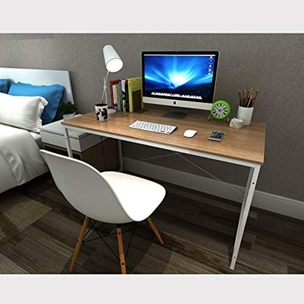 Rootz Datorbord - Kontorsbord - Arbetsstation - Study Space - Gaming Station - PC Stand - Light Oak + White - 120x60x72 cm