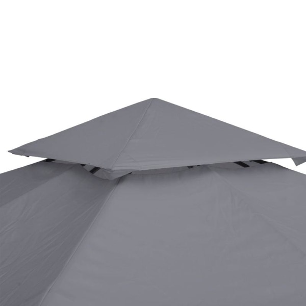 Rootz Gazebo Udskiftningstag - Udskiftningsbaldakin - Dobbeltlagstag - Pavillontag - Metal - Dybgrå - 300cm x 300co.