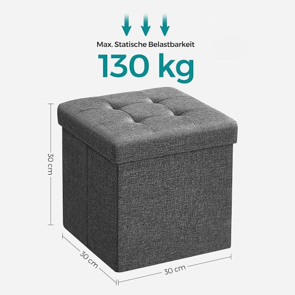 Rootz-jakkara - Säilytystilalla varustettu jakkara - Säilytys ottomaani - Jakkara säilytystilalla - Piilotettu säilytysjakkara - Tummanharmaa - 30 x 3
