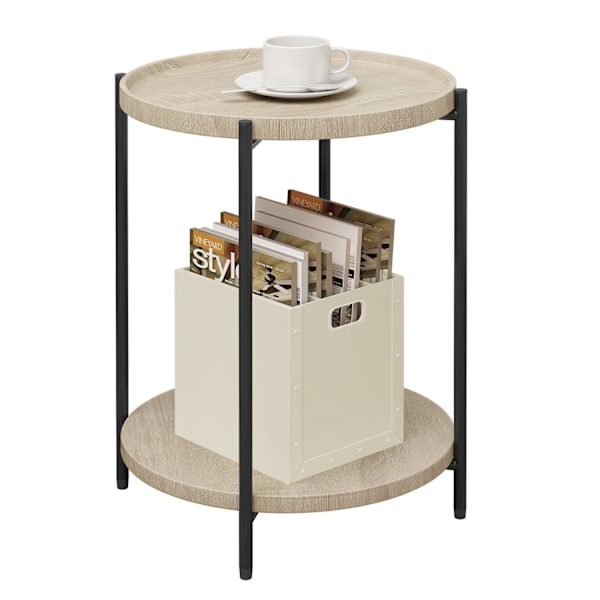 Rootz sidebord - Lille sofabord - Rundt endebord - Vintage trækorn - 43,2 cm x 49,5 cm x 43,2 cm