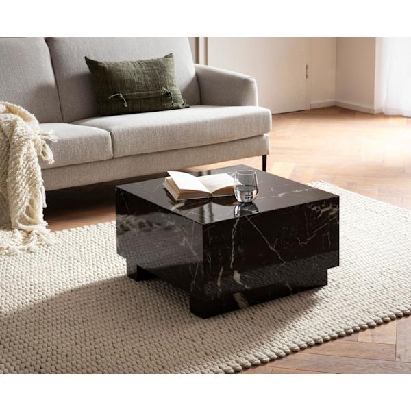 Rootz Elegant Soffbord - Kubbord - Marmorlook - Förvaringsyta - Mångsidig användning - 60cm x 60cm x 35cm