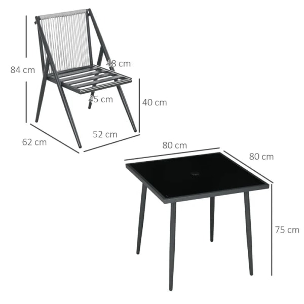 Rootz Havemøbelsæt - Udendørs spisebordssæt - 5-delt - Vejrbesta