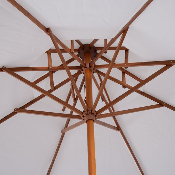 Rootz puinen päivänvarjo - Puutarhan sateenvarjo - Ulkovarjostin - Kestävä ja säänkestävä - Helppo käyttää - Parannettu vakaus - Ø265x K264 cm