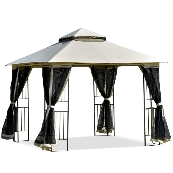 Rootz Garden Pavilion - Beige - Metaal, Polyester - 39,37 cm x 3