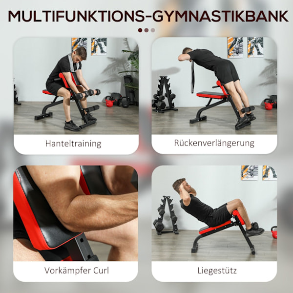 Rootz Multifunktionell justerbar viktbänk - Fitness Bench - Curl Station - Foldbar rymdsparare - 103 cm x 65 cm x 67-98 cm