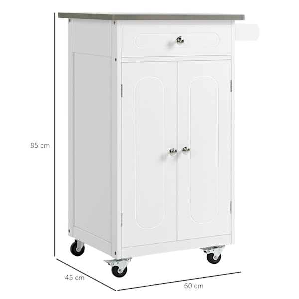 Rootz Kitchen Service Frolley With Wheels - Mobile Atility Cart - Rolling Storage Unit - runsaasti tallennustilaa - 60W x 45D X 85H CM