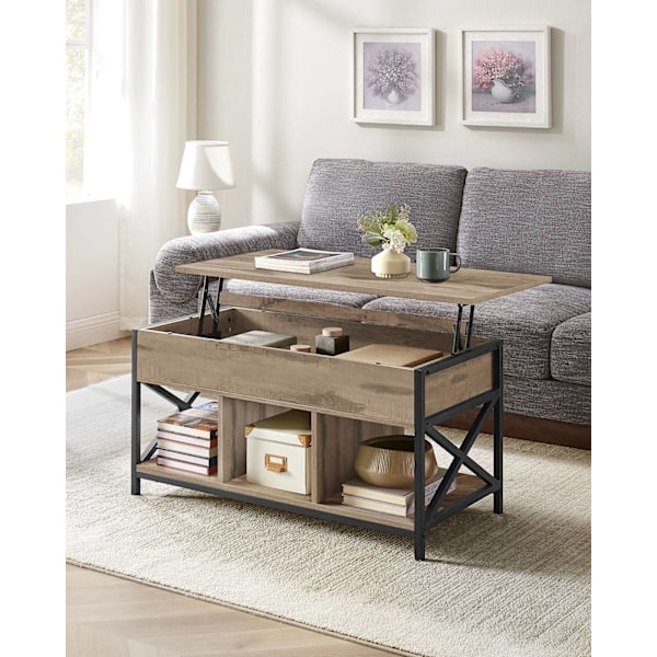 Rootz Sofabord - Centertabel - Stue Bord - Justerbar højde - 50 x 100 x (46,5-62) cm - Brun sort