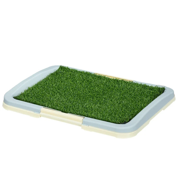 Rootz hundtoalett - Valptoalett - 2 lager - Konstgräs - Återanvändbar - Träningsdyna för valp - Grön + Vit - 63 x 48,5 x 6 cm