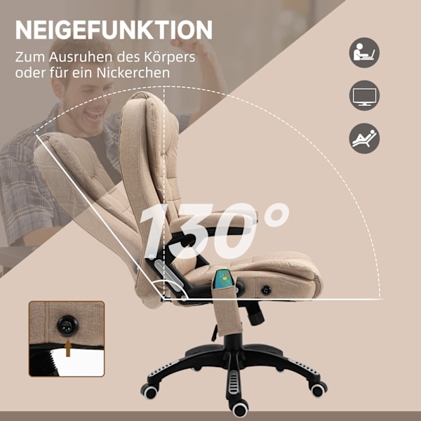 Rootz Massagestol med värmefunktion - Ergonomisk skrivbordsstol - Höjd justerbar - främjar blodcirkulation - 68L x 72W x 110-120H CM - Brun