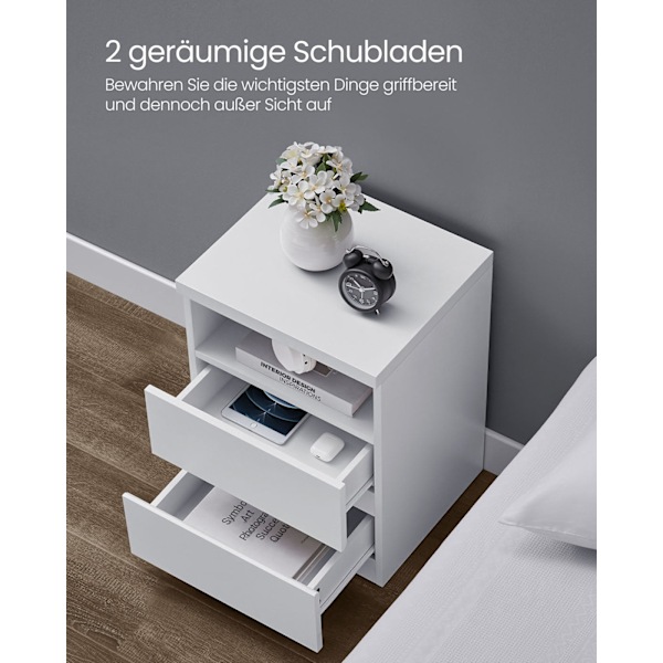 Rootz Bedside Bord - natbord - Bedside Møbler - Justerbar LED -belysning - 35 cm x 40 cm x 55 cm - Cloud White finish