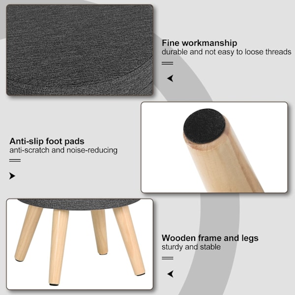 Rootz Sitzhocker - Rahi - Ottomaanit - Säilytysistuin - Pouf - Jalkatuki - Jakkara - Tummanharmaa - Φ 32 x 36 cm