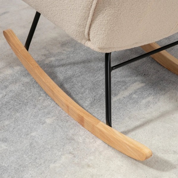 Rootz gungstol - Retro massivt trä - Klädd stol - Krämvit - 71cm x 92cm x 101cm