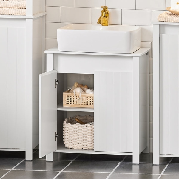 Rootz vask underskab - Badeværelsesskab - Opbevaring under vask - Justerbar hylde - Fugtbestandig - Nem montering - 60 cm x 65,5 cm x 34 cm