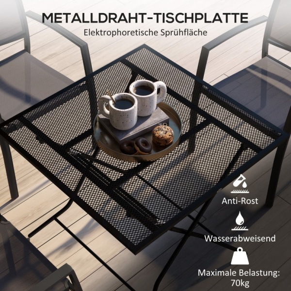 Rootz Square Folde Terrassebord - Udendørs spisebord - Havebord - Holdbart rustfrit stål - Pladsbesparende design - Vejrbestandig - 80cm x 80cm x 74cm