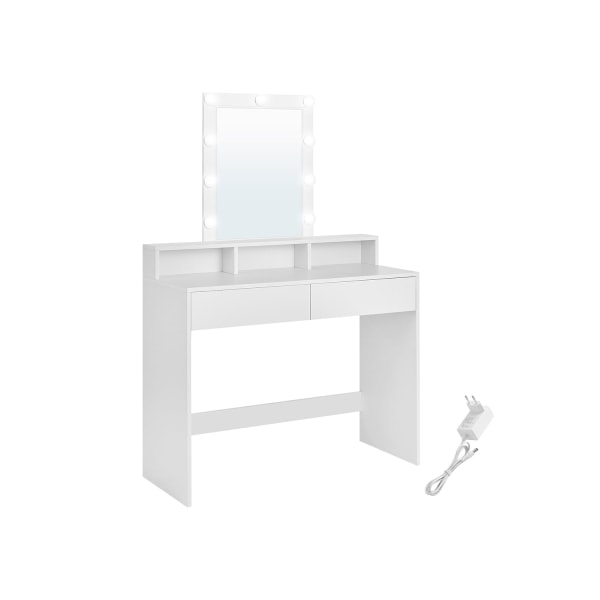 Rootz White spånplade toiletbord - Sminkebord - Makeup skrivebord - Rummelig opbevaring - Robust konstruktion - Nem montering - 40 cm x 100 cm x 145 c