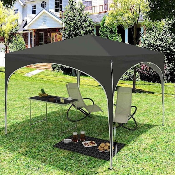 Rootz Gazebo - Pop-Up Canopy - Utomhusskydd - Vattentät, UV-skydd, Enkel installation - Oxford metallram - 3x3m - Grå