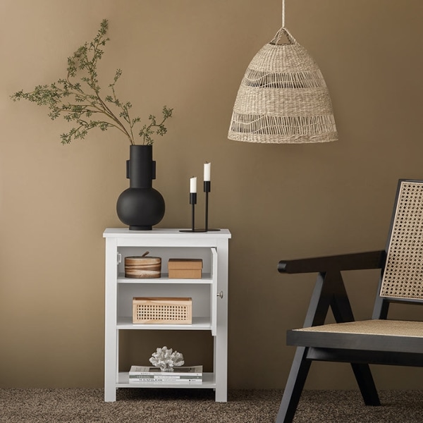 Rootz Modern Sängbord - Nattduksbord - Soffbord - Sidobord - Vit - Sekretessförvaring - Kompakt design - Perfekt för trånga utrymmen - 45cm x 60cm x 3