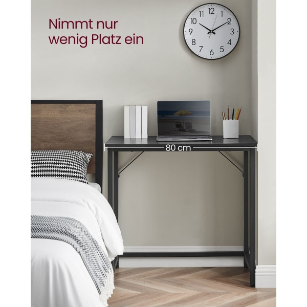 Rootz Sort skrivebord - Studiebord - Skrivebord - Spånplade og stål - Letvægts - Nem montering - Moderne design - 50 cm x 80 cm x 76 cm