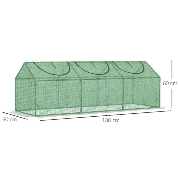 Rootz Greenhouse - Säänkestävä - Rullattavat ikkunat - Vihreä - 180cm x 60cm x 60cm