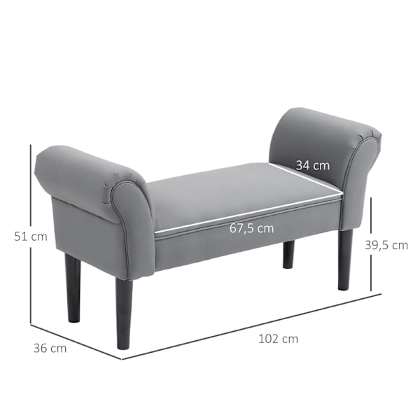 Rootz polstret bænk - Sengebænk - Sædekiste - Komfortabel polstring - 102 cm x 36 cm x 51 cm