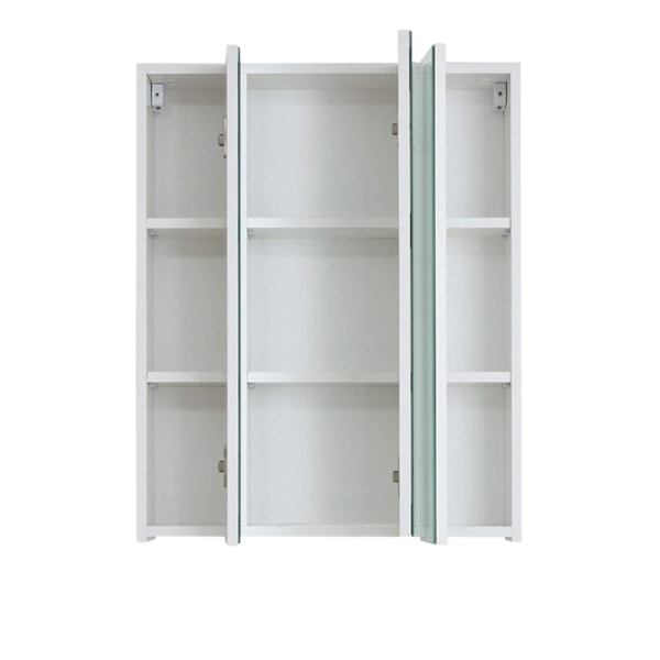 Rootz Bathroom Mirror Cabinet - Vanity Organizer - Storage Mirror - Wall-Mounted Cabinet - 3-Door Mirror - Glossy Finish - White - 60 x 74 x 18 cm