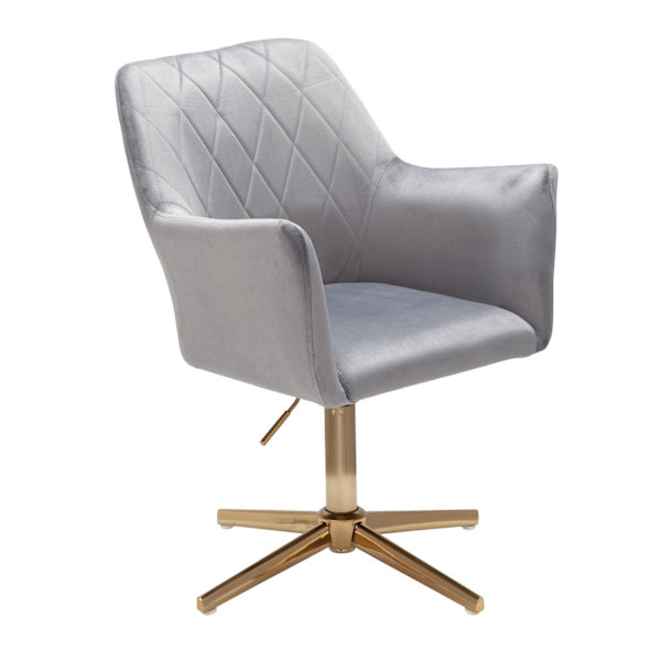Rootz Swivel Chair - Skrivbordsstol - Sammetsklädsel - Vadderade armstöd - 360° rotation - Guld Basram - 80-97cm x 55cm x 55cm