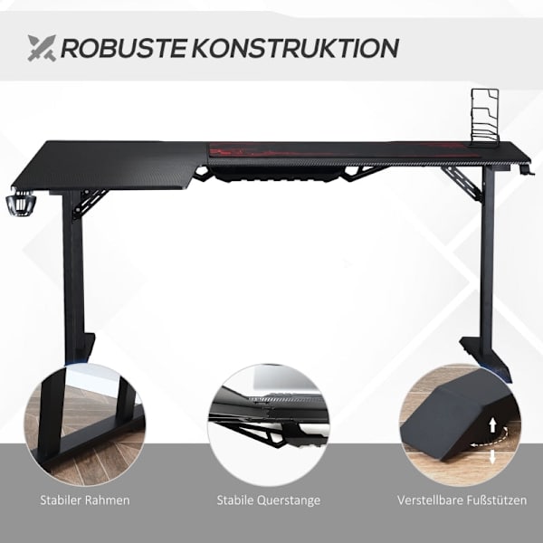 Rootz L-formet spillebordsbord - Computerbord - Racing skrivebord - Rigelig plads - Organiseret opsætning - Holdbar konstruktion - 168W x 109D x 78H c