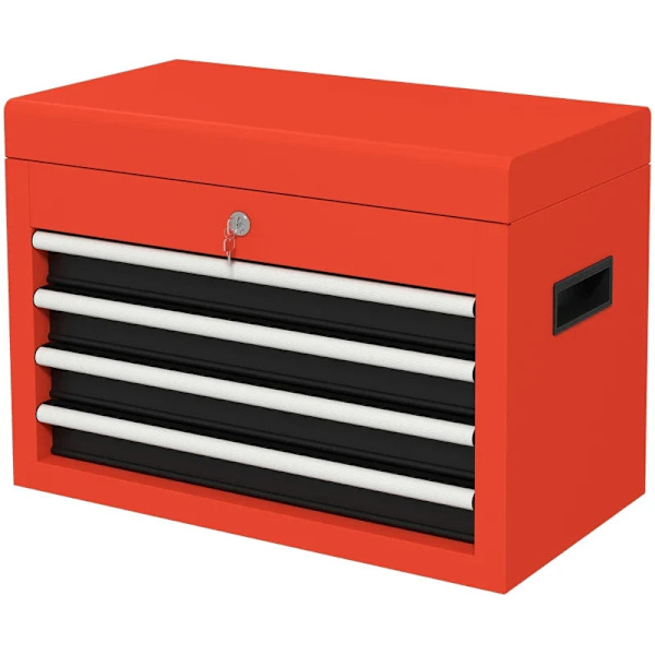 Rootz Verktygslåda - Verktygsvagn - Inklusive lås - 2 nycklar - Stål - Garage - Verkstäder - Lager - Röd -45 cm x 24,5 cm x 32,5 cm