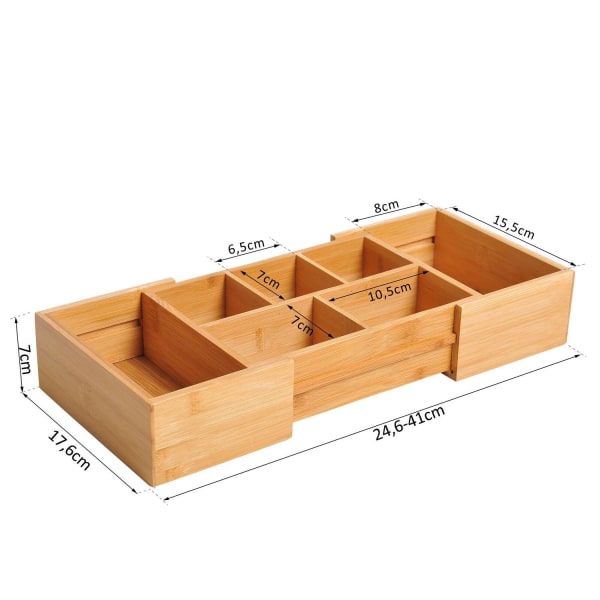Rootz Drawer Organizer - Brun - Bambu - 9,68 cm x 6,92 cm x 2,75 cm