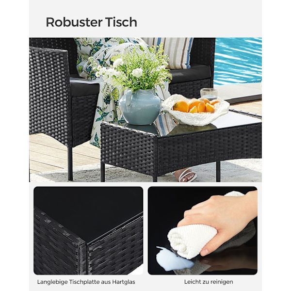 Rootz 7-delt udendørs møbelsæt - brunt taupe terrassesæt - rattan sofasæt - galvaniseret metalstel - VFT-puder - polyesterbetræk - 99 cm x 54,5 cm x 8