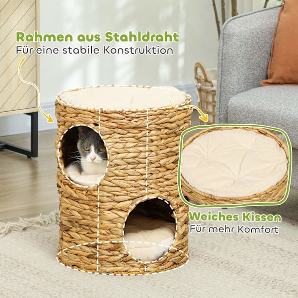 Rootz Scratching Barrel Cat Tower - Cat Condo - Cat Tree - Cosy Caves - 40 cm x 50 cm x 22 cm - Ideel til katte op til 3,5 kg